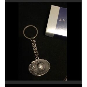 Vintage Avon Pewter Baseball Enthusiast Keychain~New in Box~Offered 1990's~